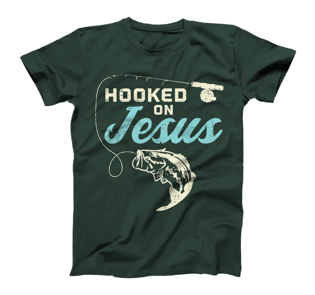 Hook On Jesus Bass Fishing Christian Religious God Gift T-Shirt