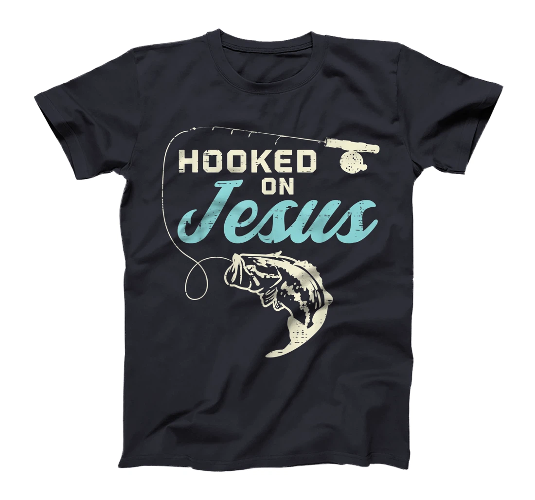 Hook On Jesus Bass Fishing Christian Religious God Gift T-Shirt