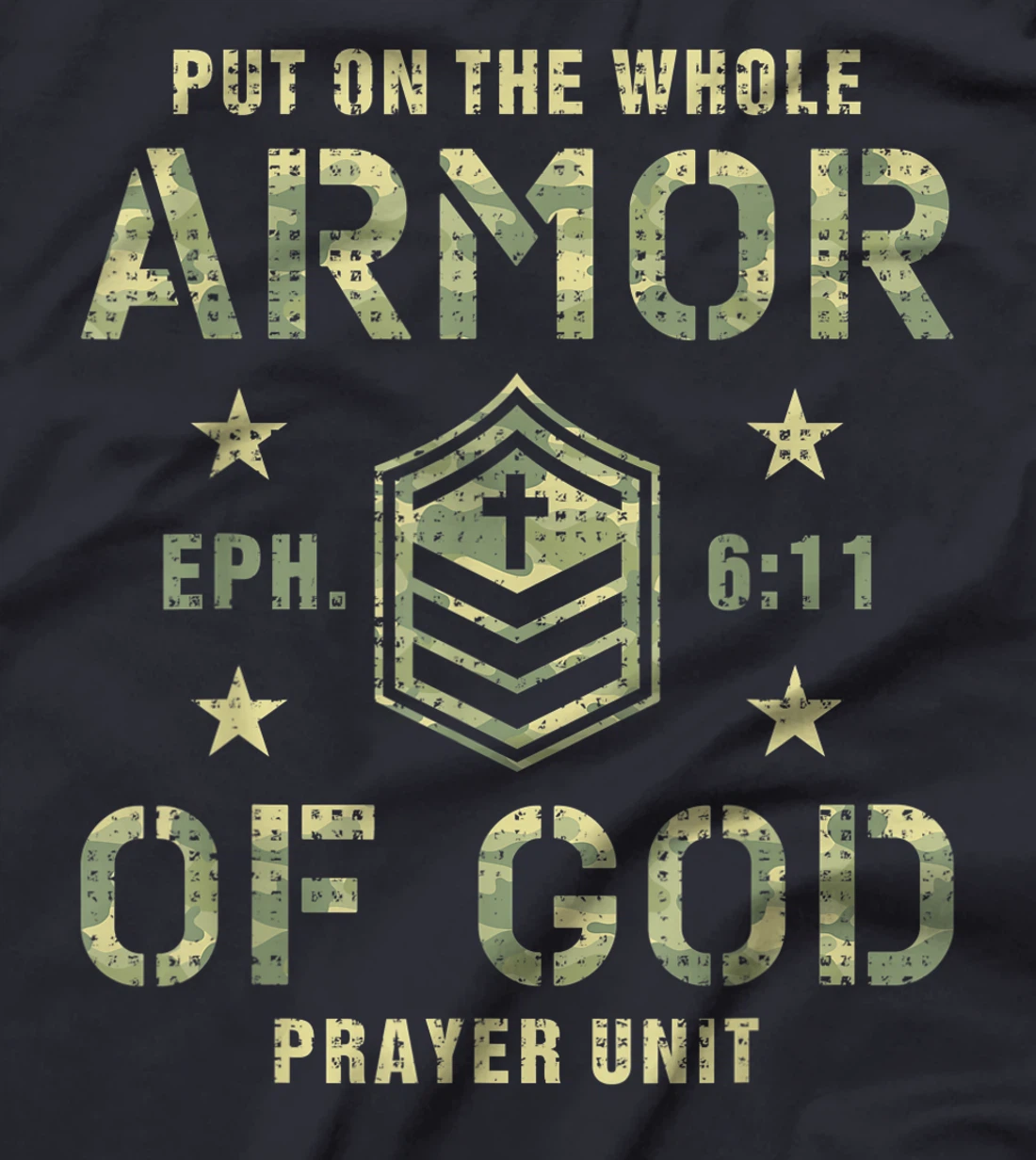 Armor of God Gift for Christians Religious Camouflage Bible T-Shirt