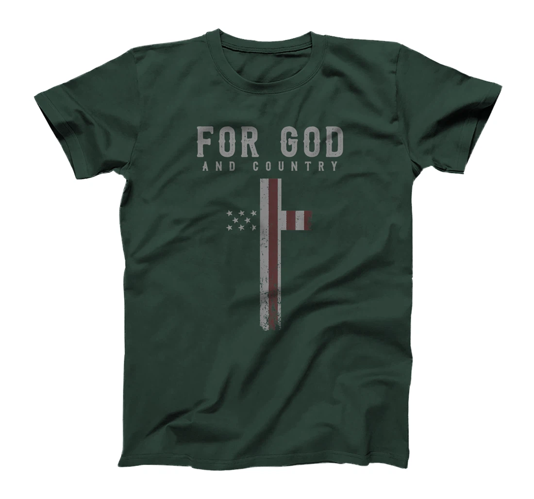 For God and Country Cross American Flag US Patriotic Faith T-Shirt