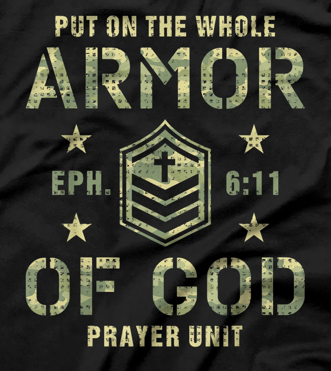 Armor of God Gift for Christians Religious Camouflage Bible T-Shirt