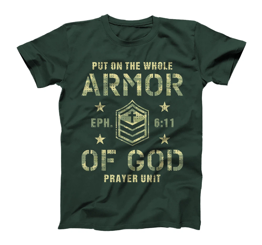 Armor of God Gift for Christians Religious Camouflage Bible T-Shirt