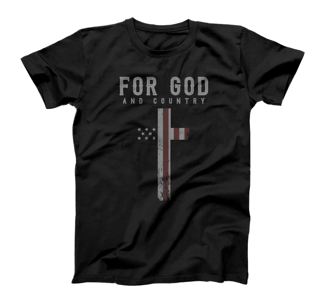 For God and Country Cross American Flag US Patriotic Faith T-Shirt
