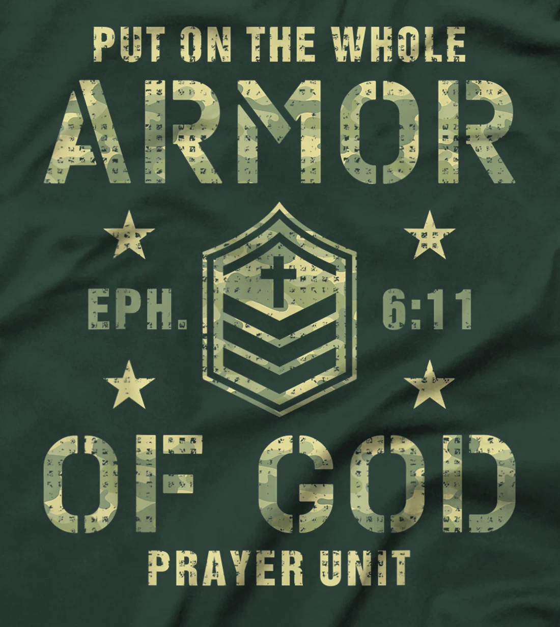 Armor of God Gift for Christians Religious Camouflage Bible T-Shirt