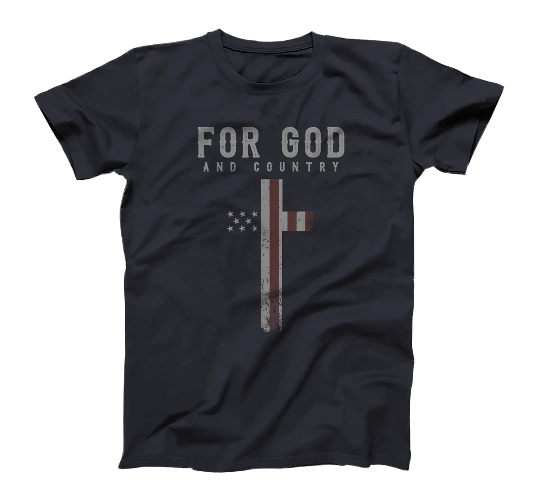 For God and Country Cross American Flag US Patriotic Faith T-Shirt