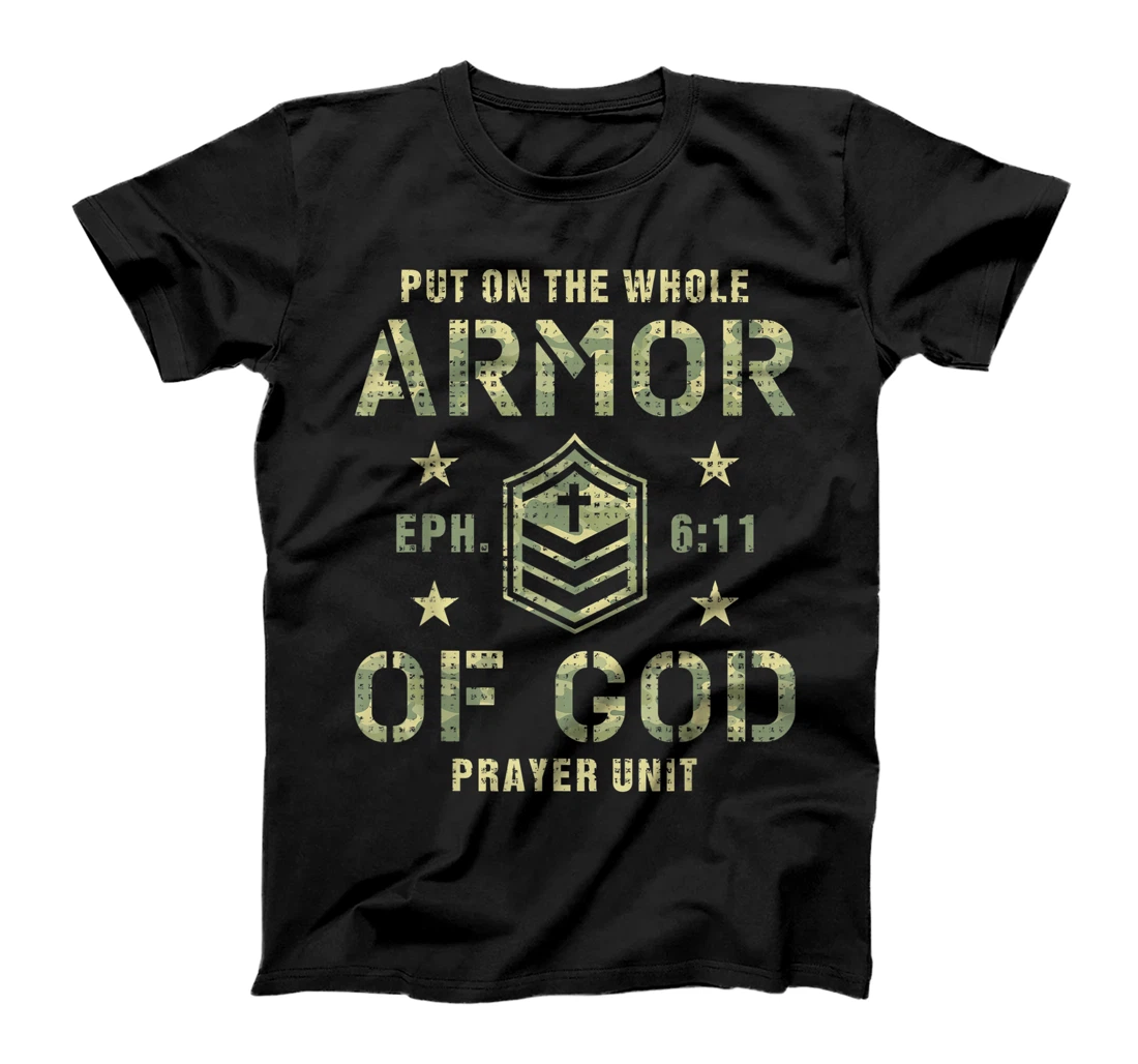 Armor of God Gift for Christians Religious Camouflage Bible T-Shirt