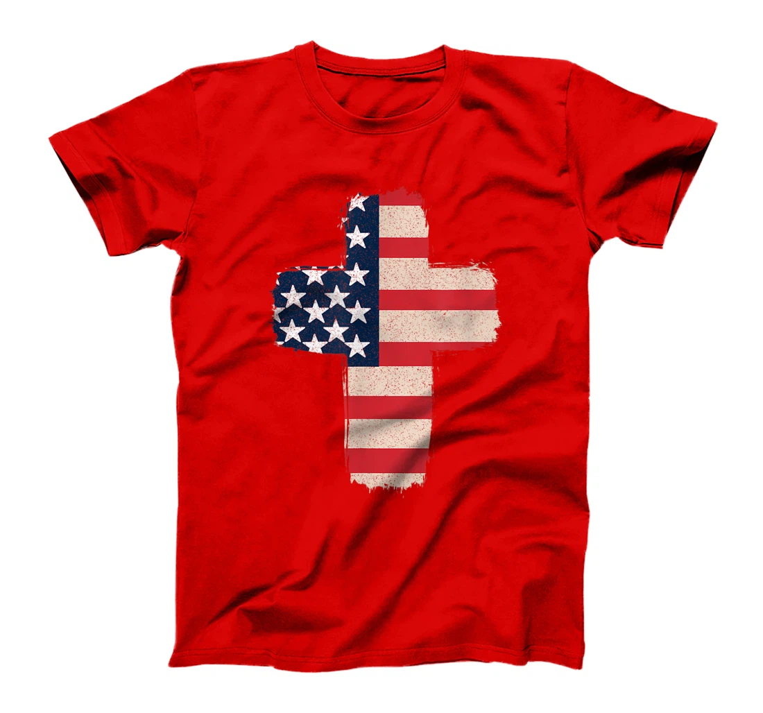 One Nation Under God Christian Cross Blessed American Flag T-Shirt