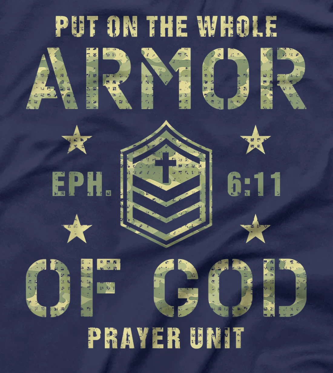 Armor of God Gift for Christians Religious Camouflage Bible T-Shirt