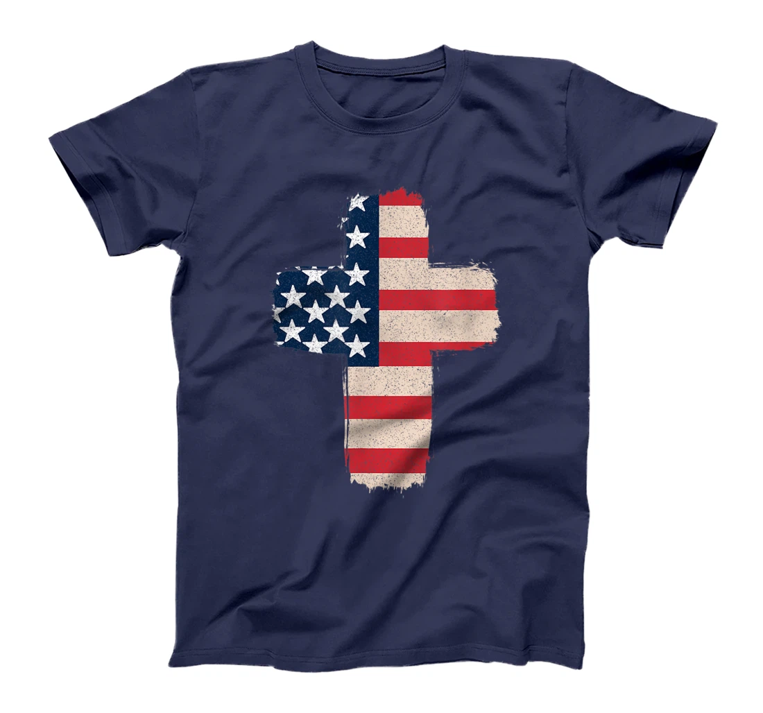 One Nation Under God Christian Cross Blessed American Flag T-Shirt