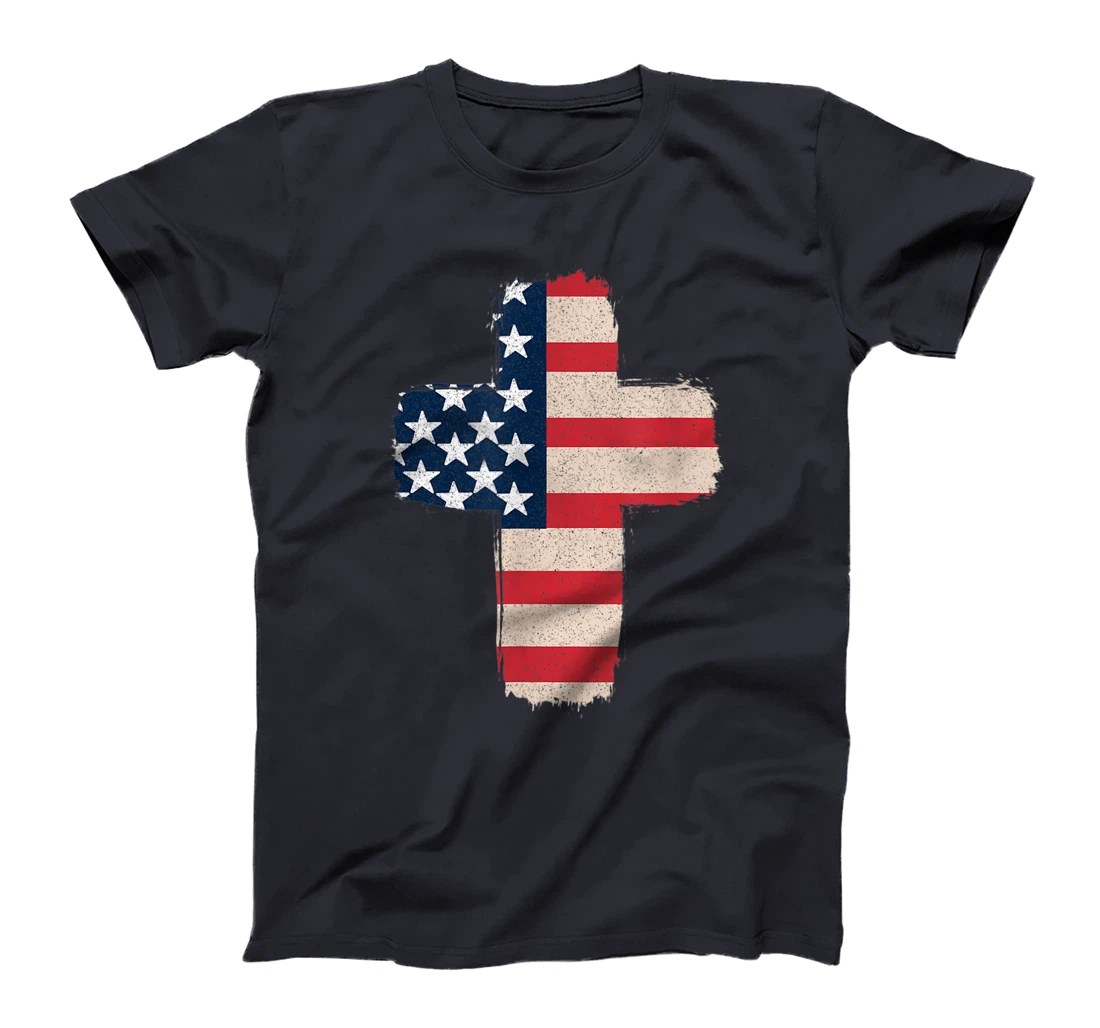 One Nation Under God Christian Cross Blessed American Flag T-Shirt