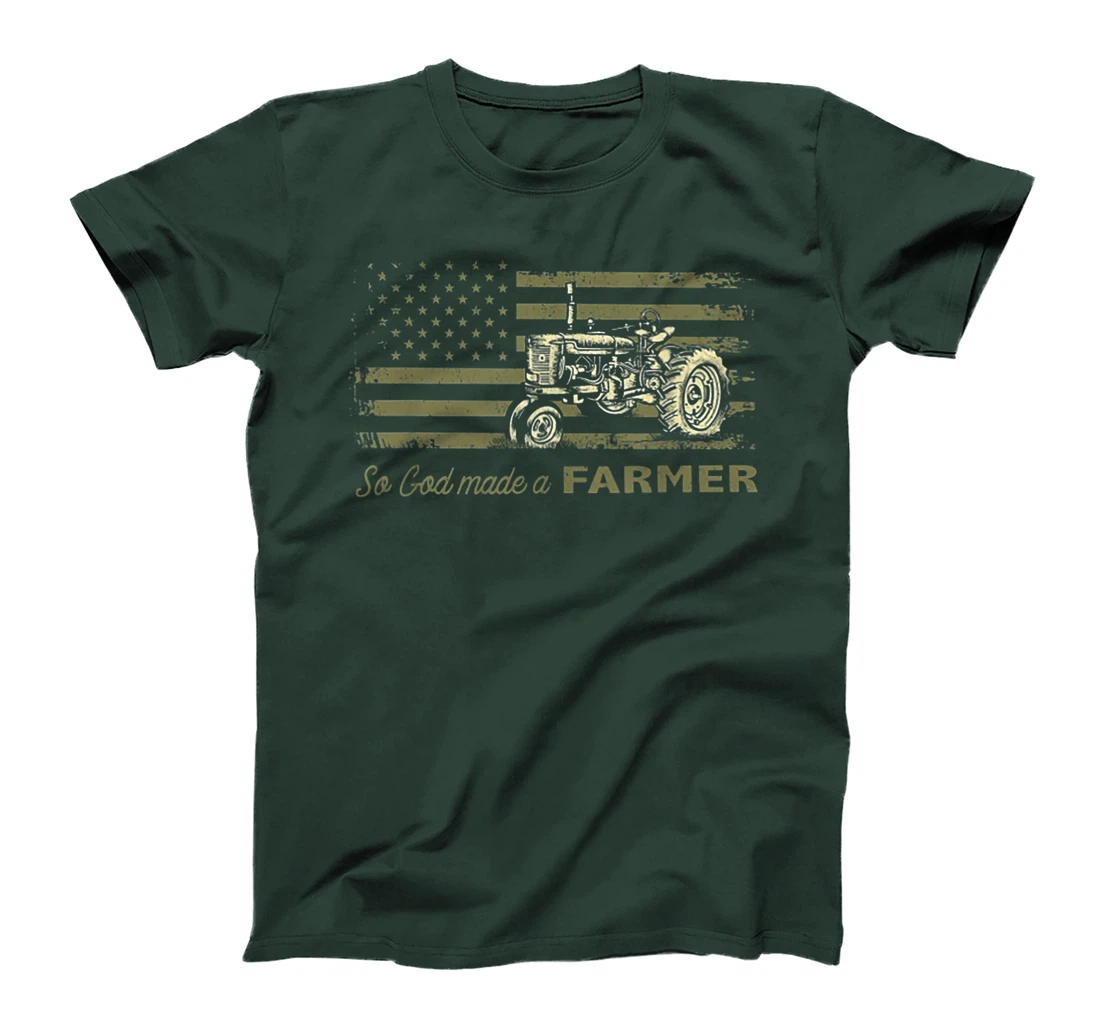 So God Made A Farmer America Flag Tractor T-Shirt