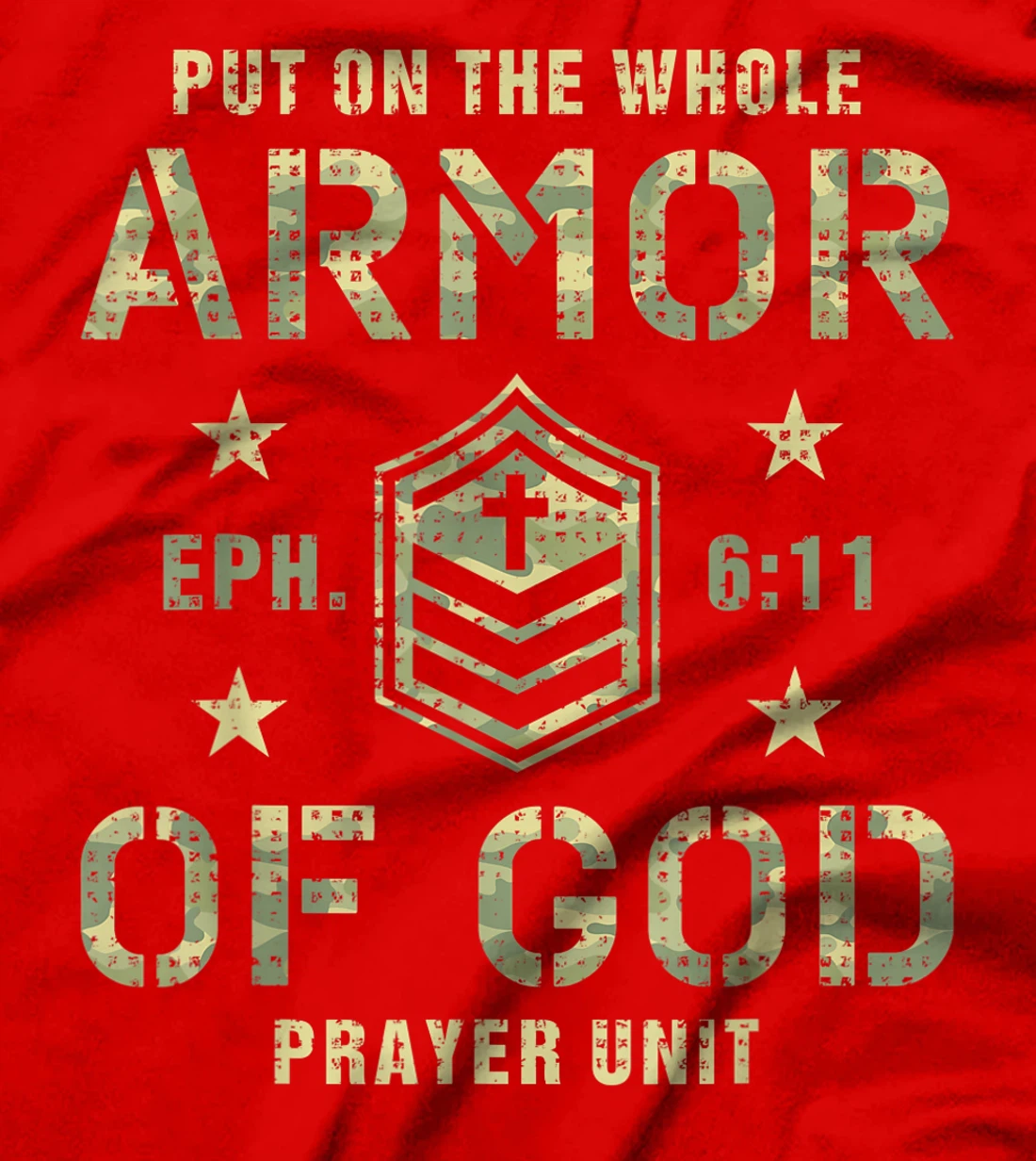 Armor of God Gift for Christians Religious Camouflage Bible T-Shirt