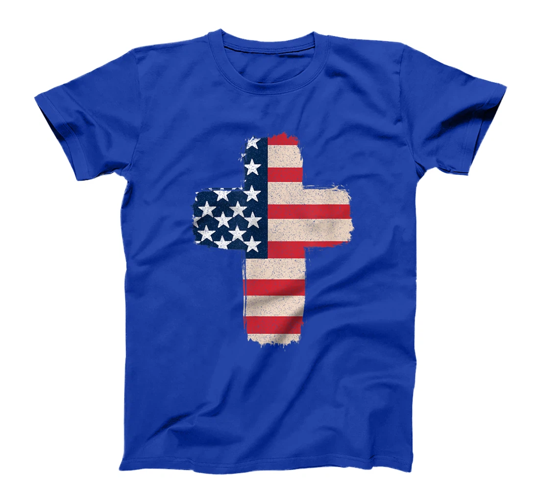One Nation Under God Christian Cross Blessed American Flag T-Shirt
