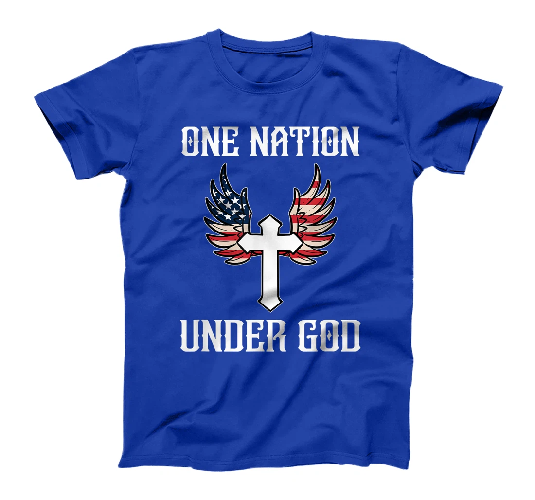 One Nation Under God American Flag Christian Cross Patriotic T-Shirt
