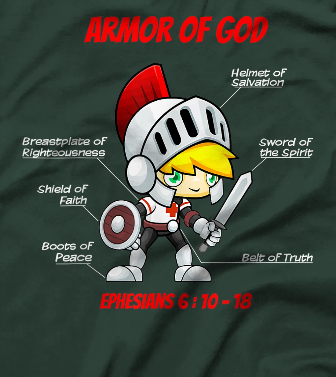 Ephesians 6 Armor of God Christian Bible Verse T-Shirt
