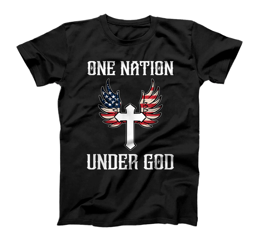 One Nation Under God American Flag Christian Cross Patriotic T-Shirt