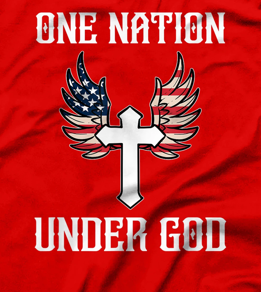 One Nation Under God American Flag Christian Cross Patriotic T-Shirt