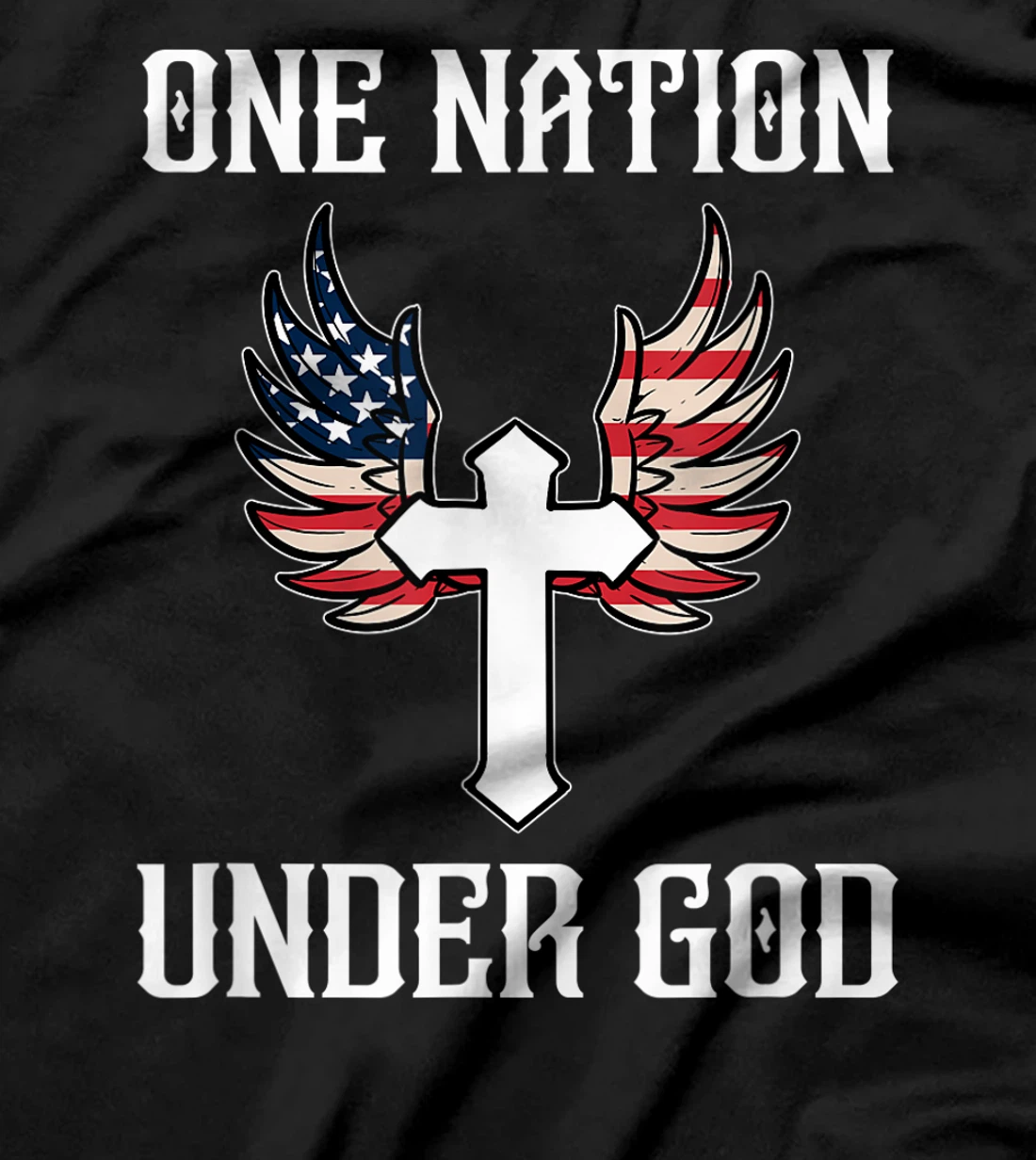 One Nation Under God American Flag Christian Cross Patriotic T-Shirt
