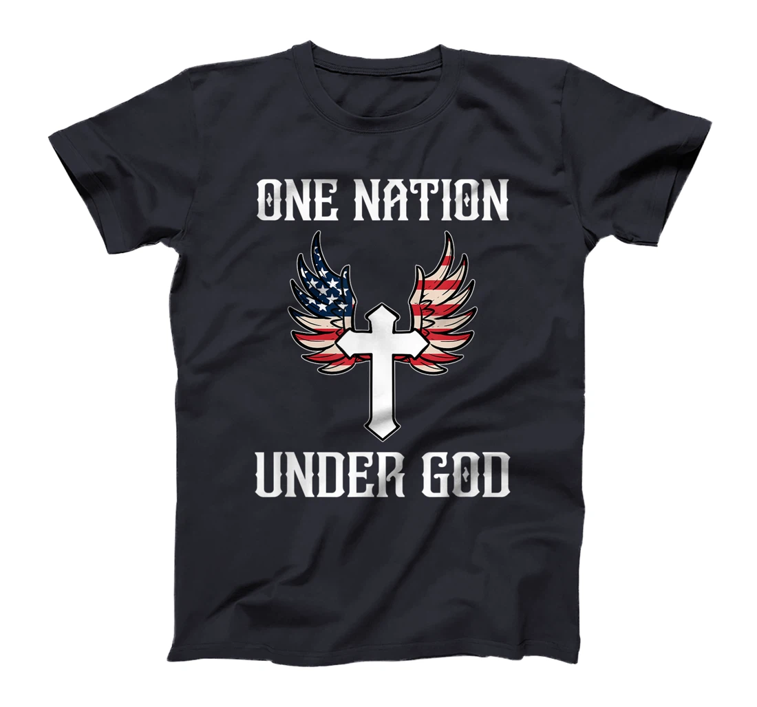 One Nation Under God American Flag Christian Cross Patriotic T-Shirt