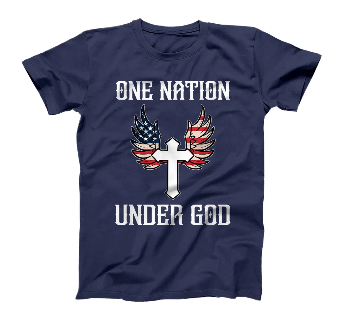 One Nation Under God American Flag Christian Cross Patriotic T-Shirt