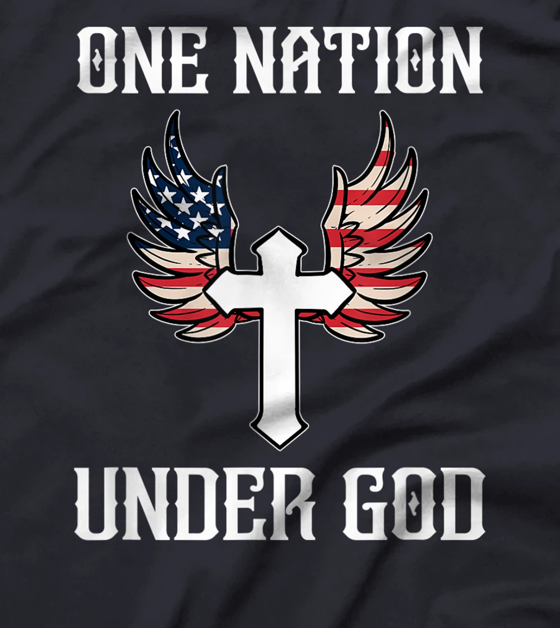 One Nation Under God American Flag Christian Cross Patriotic T-Shirt