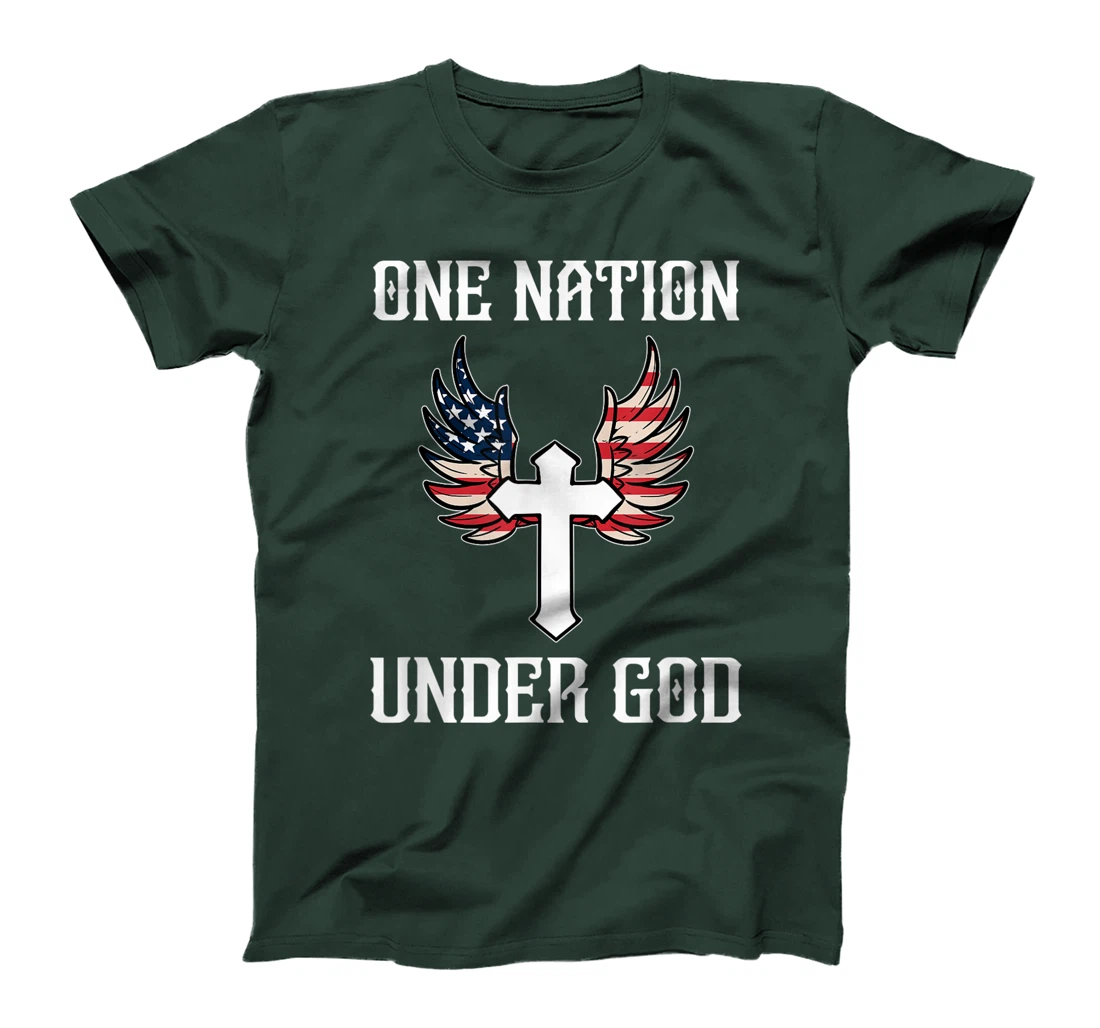 One Nation Under God American Flag Christian Cross Patriotic T-Shirt