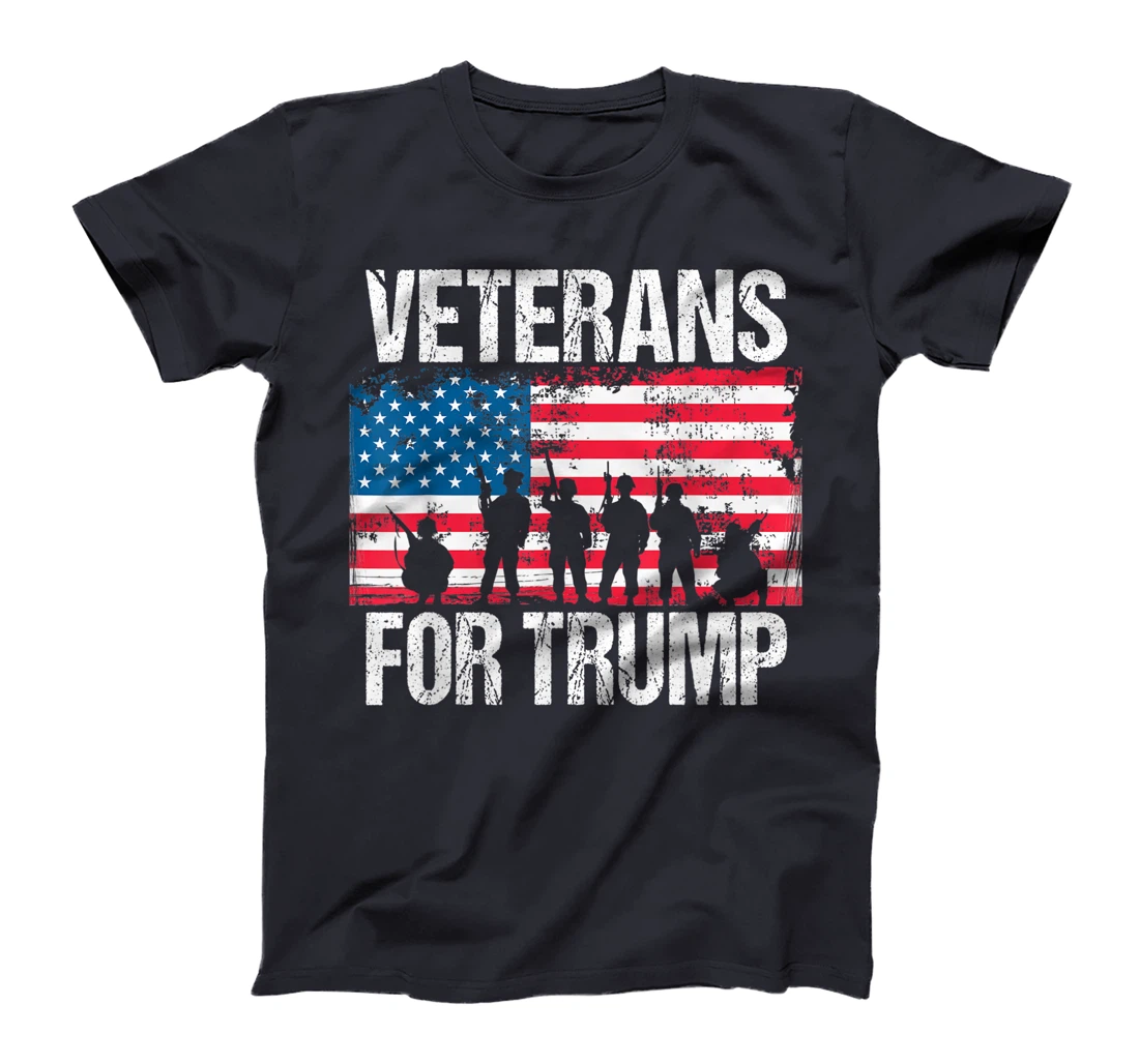 Military Veterans For Trump Vintage American Flag Soldiers T-Shirt