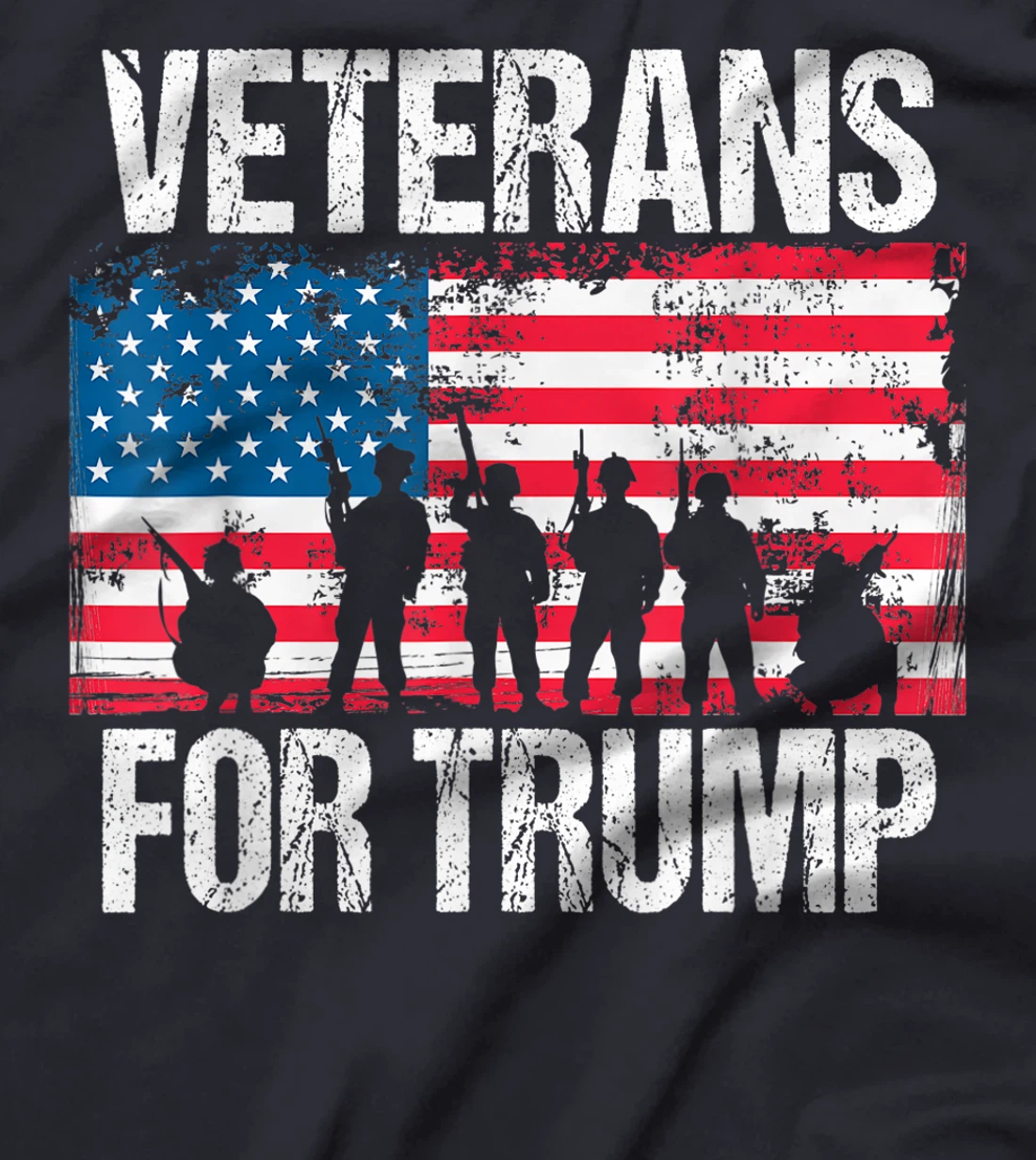 Military Veterans For Trump Vintage American Flag Soldiers T-Shirt
