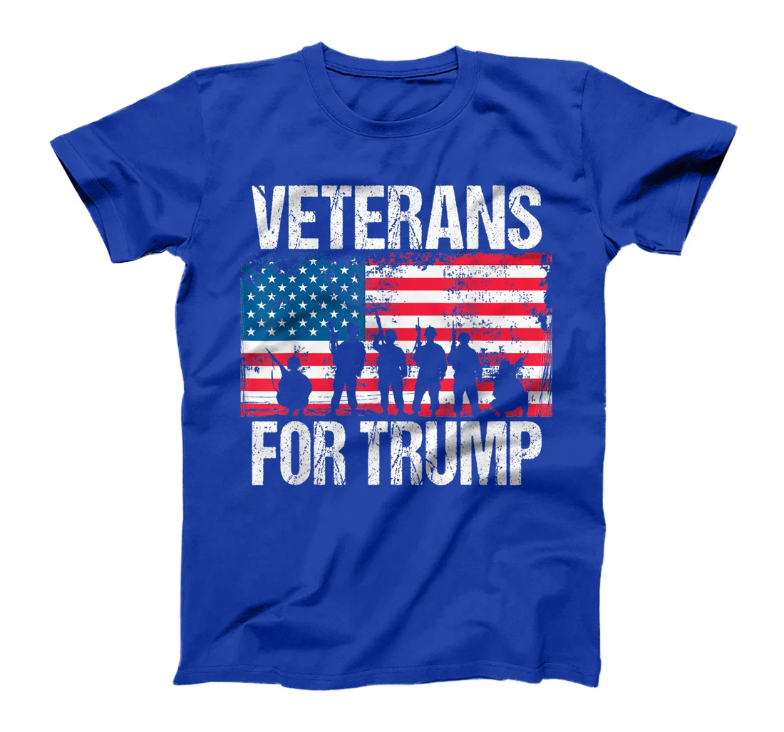Military Veterans For Trump Vintage American Flag Soldiers T-Shirt