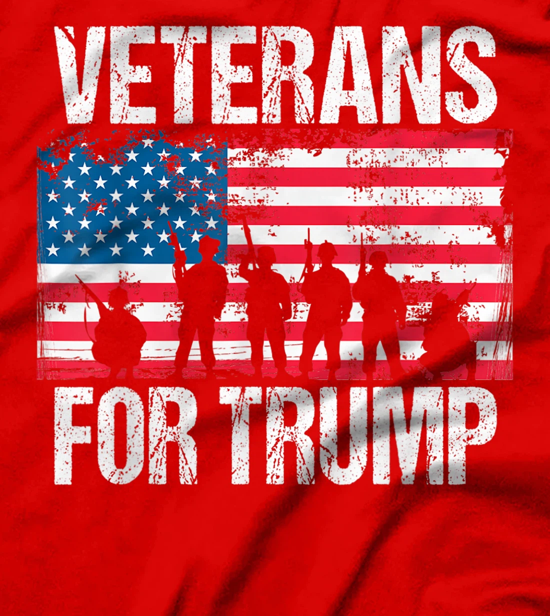 Military Veterans For Trump Vintage American Flag Soldiers T-Shirt