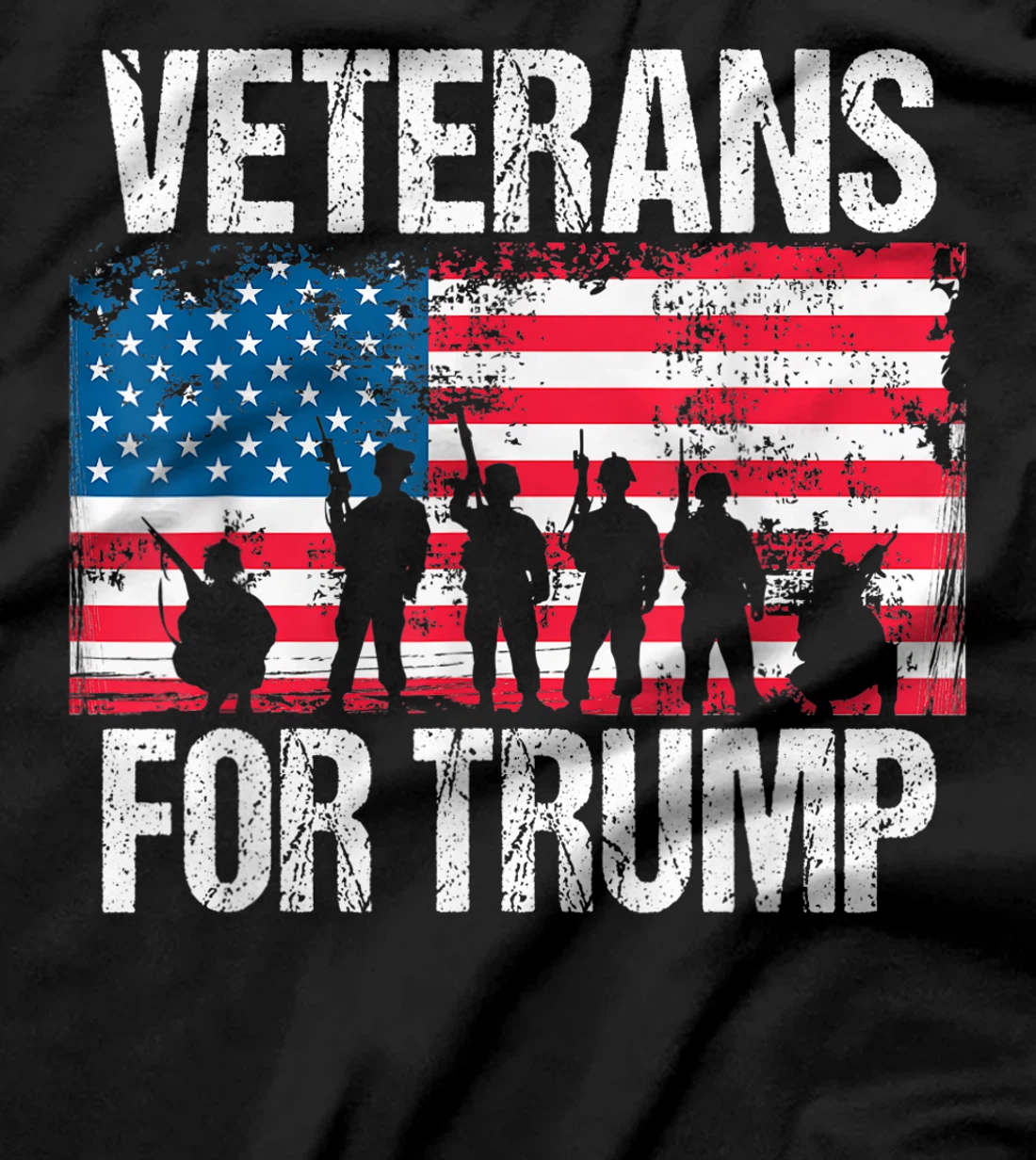 Military Veterans For Trump Vintage American Flag Soldiers T-Shirt