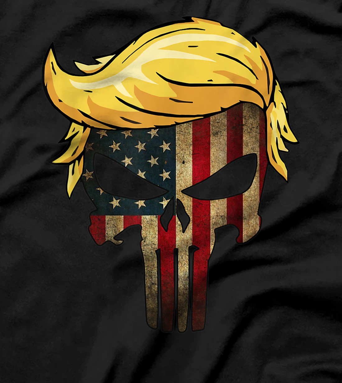 Trump Hair Skull Shirt - 4th of july US Flag Trump Gift T-Shirt