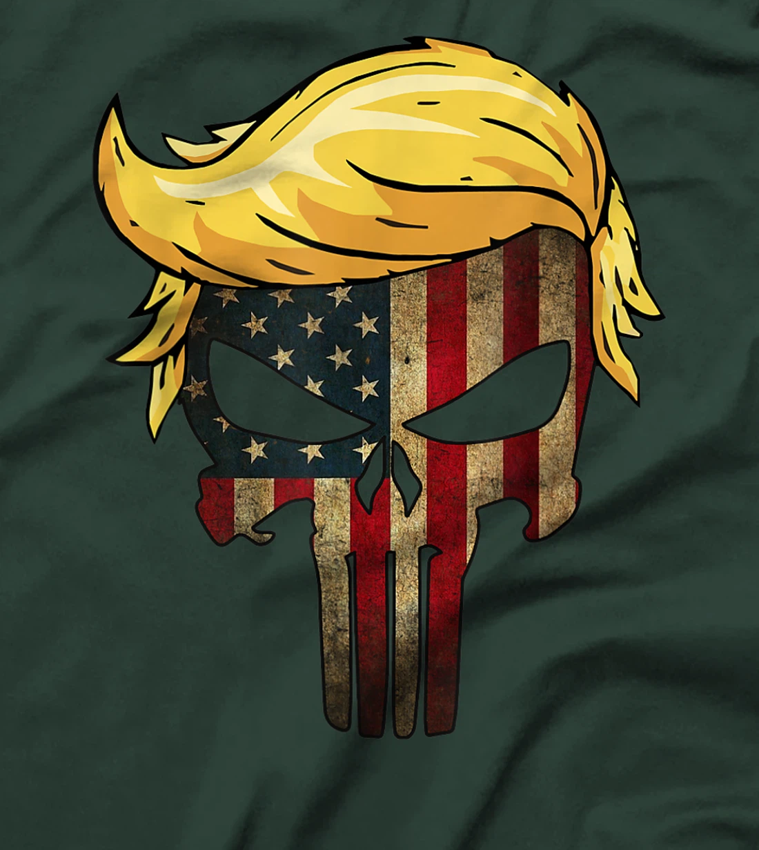 Trump Hair Skull Shirt - 4th of july US Flag Trump Gift T-Shirt