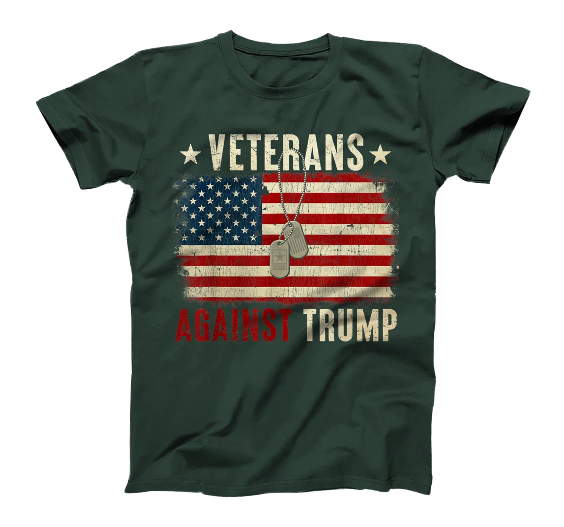Vintage Veterans Against Trump American Flag T-Shirt