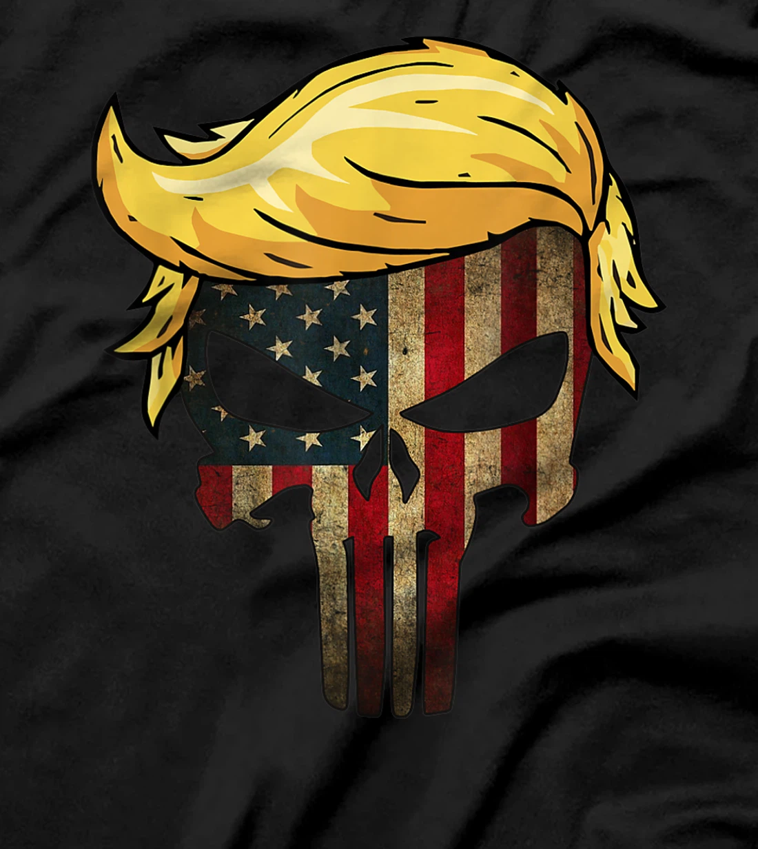 Trump Hair Skull Shirt - 4th of july US Flag Trump Gift T-Shirt