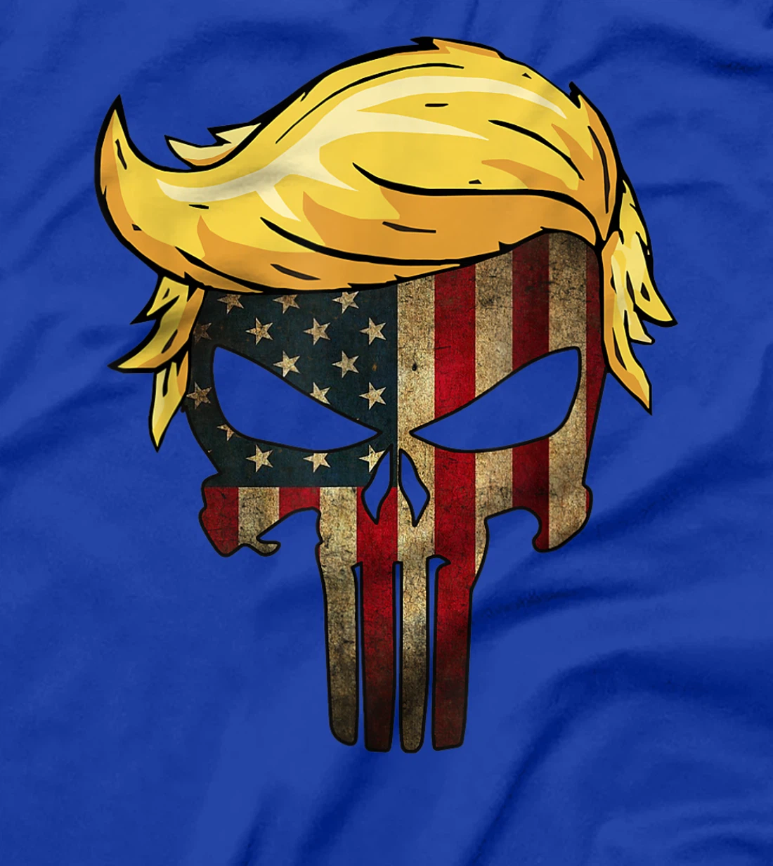 Trump Hair Skull Shirt - 4th of july US Flag Trump Gift T-Shirt