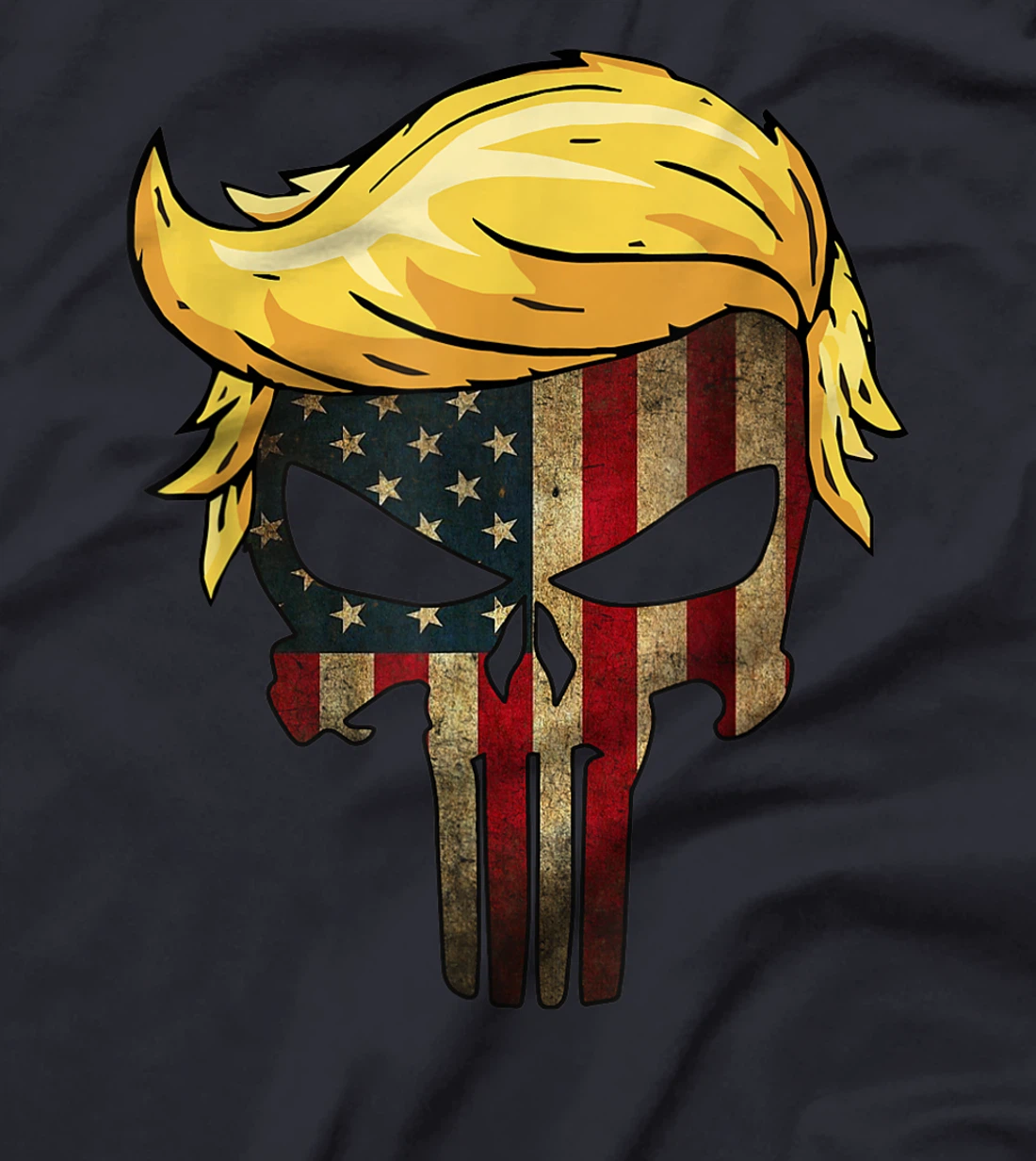 Trump Hair Skull Shirt - 4th of july US Flag Trump Gift T-Shirt
