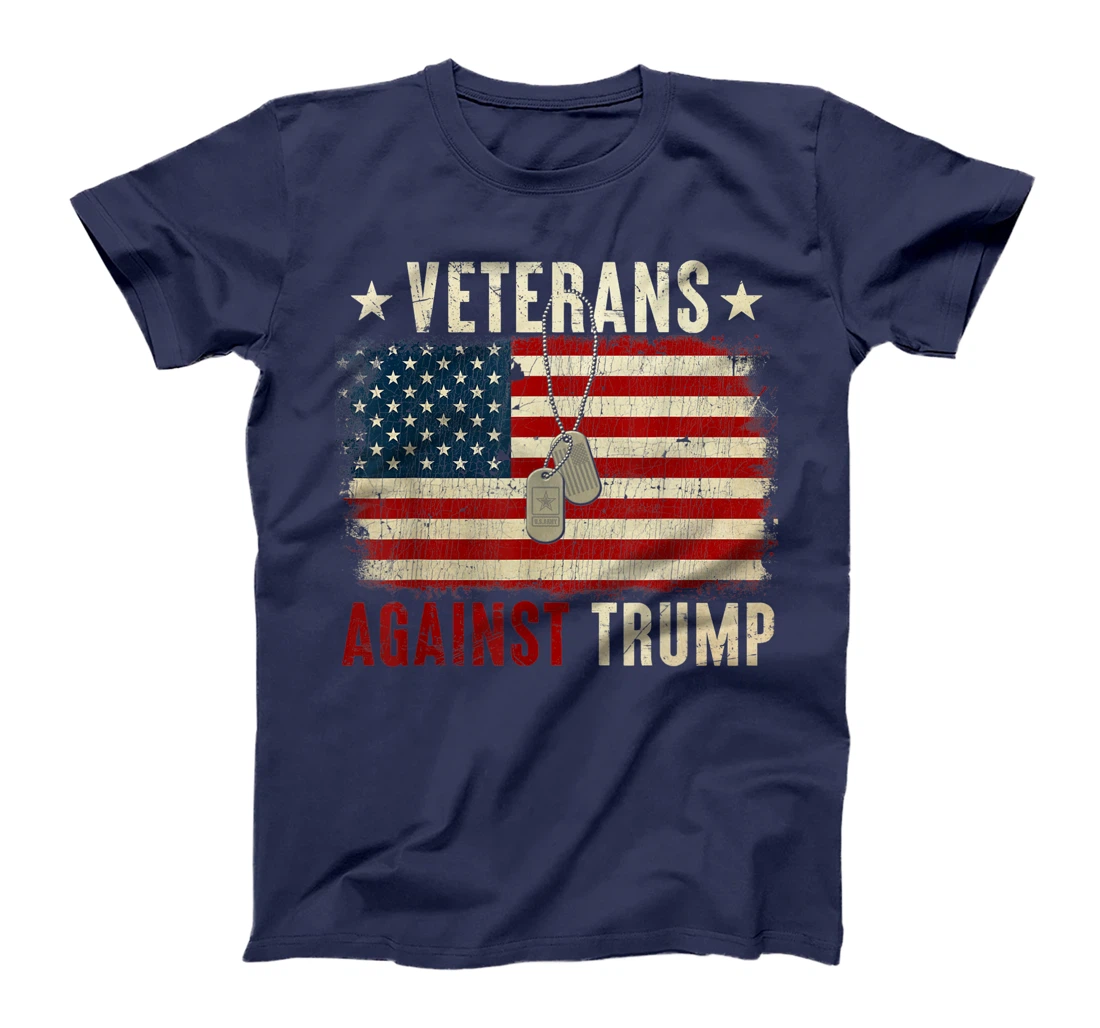 Vintage Veterans Against Trump American Flag T-Shirt