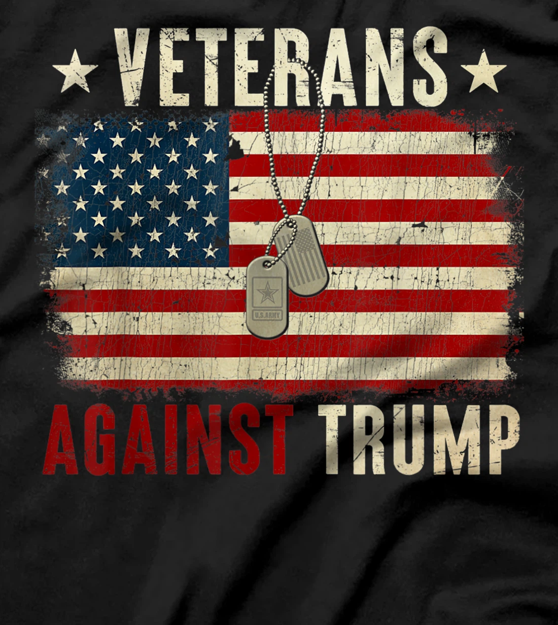 Vintage Veterans Against Trump American Flag T-Shirt