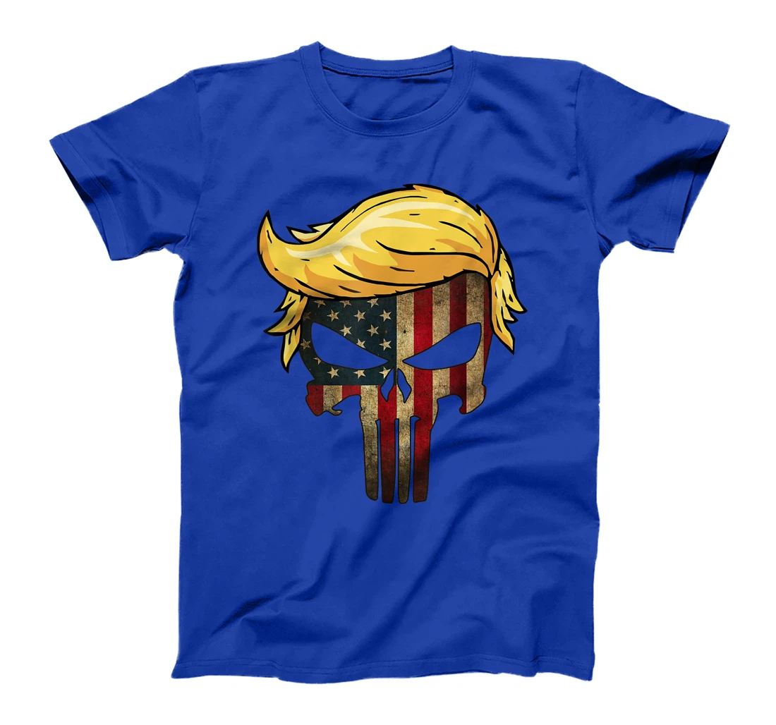 Trump Hair Skull Shirt - 4th of july US Flag Trump Gift T-Shirt