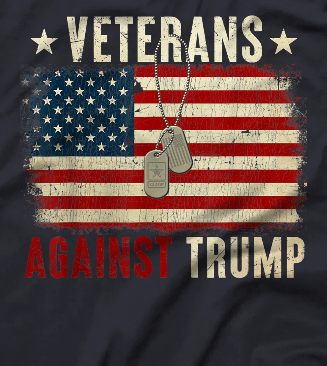 Vintage Veterans Against Trump American Flag T-Shirt