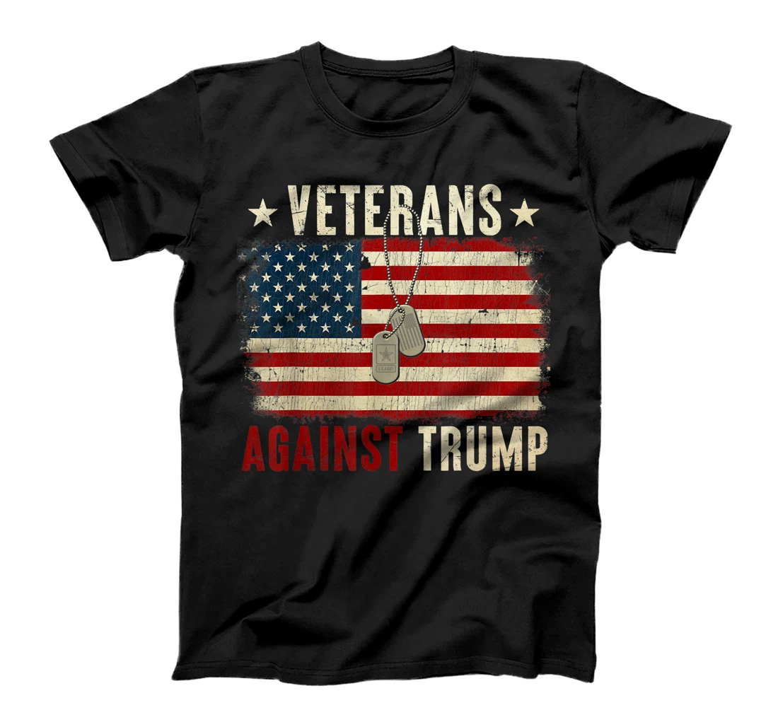 Vintage Veterans Against Trump American Flag T-Shirt