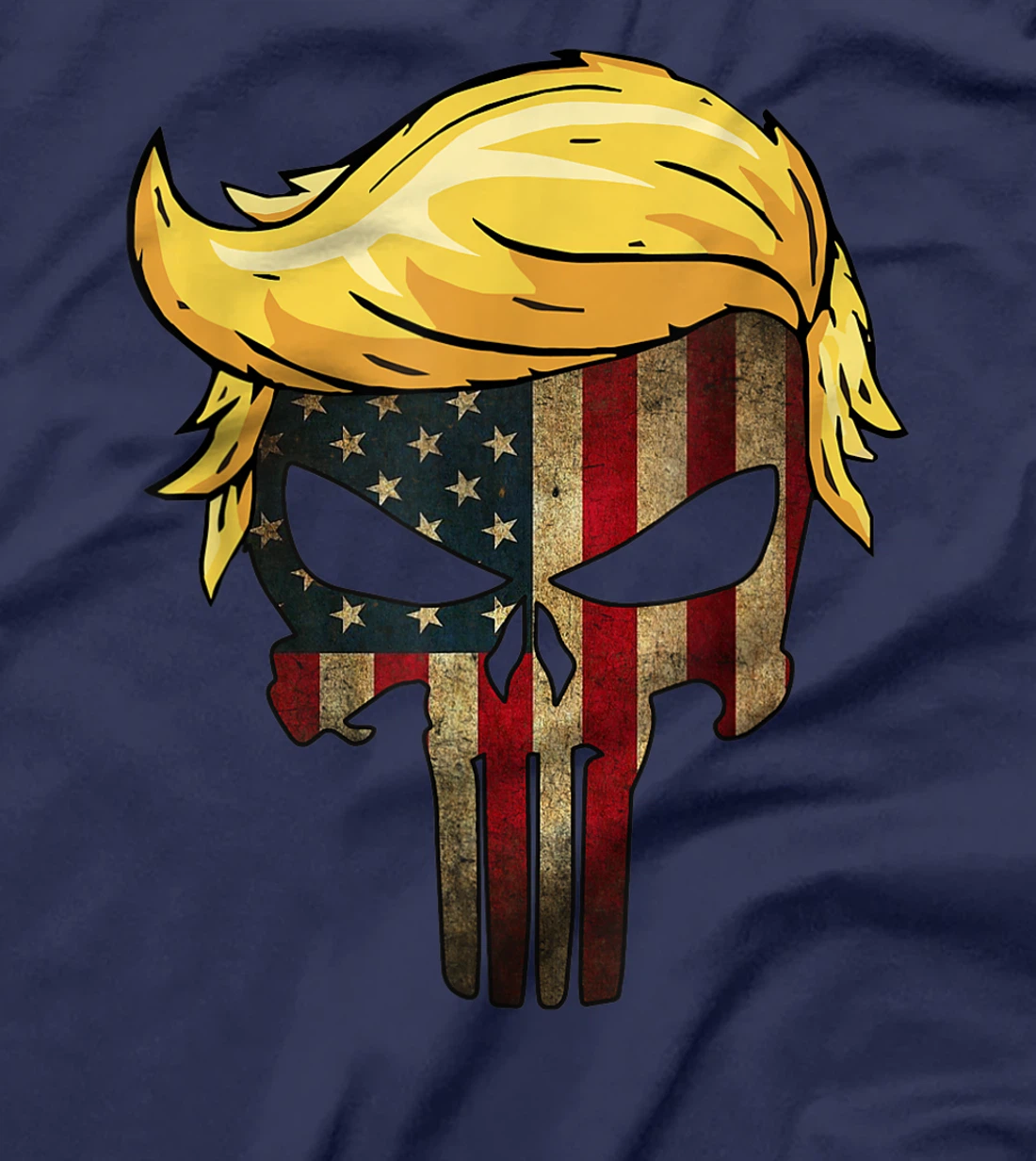 Trump Hair Skull Shirt - 4th of july US Flag Trump Gift T-Shirt