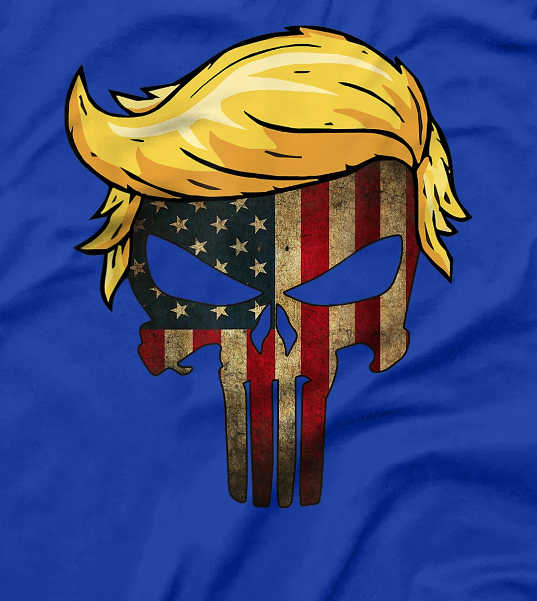 Trump Hair Skull Shirt - 4th of july US Flag Trump Gift T-Shirt