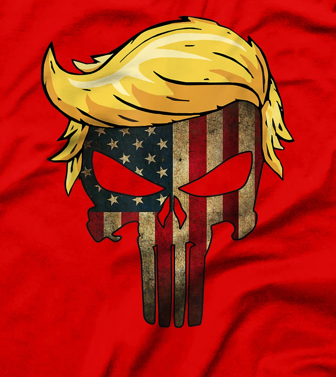Trump Hair Skull Shirt - 4th of july US Flag Trump Gift T-Shirt