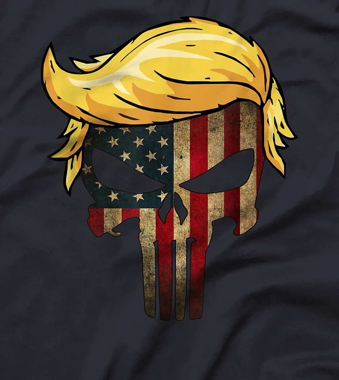 Trump Hair Skull Shirt - 4th of july US Flag Trump Gift T-Shirt