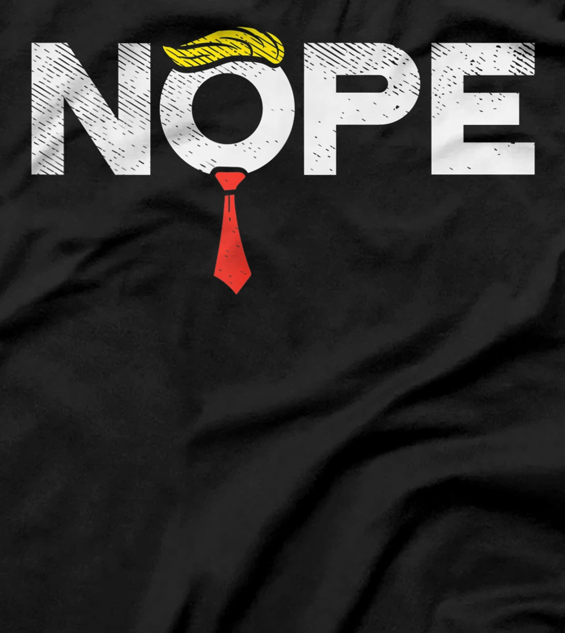 Nope Anti-Trump Red Tie Wig Stop Donald Trump Funny Impeach T-Shirt
