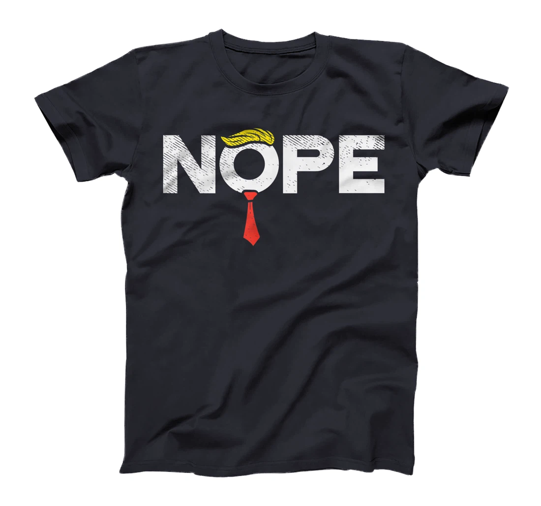 Nope Anti-Trump Red Tie Wig Stop Donald Trump Funny Impeach T-Shirt