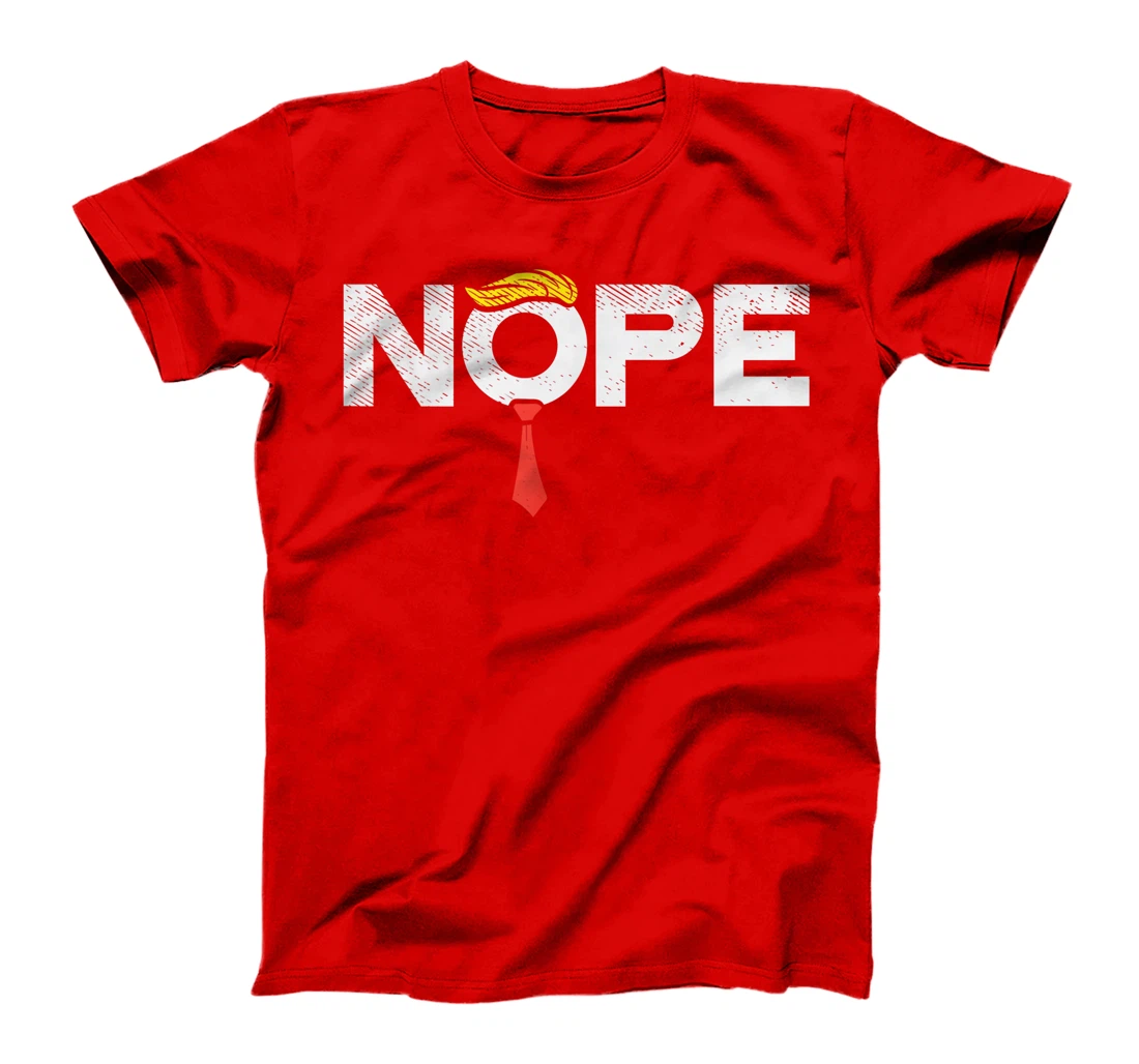 Nope Anti-Trump Red Tie Wig Stop Donald Trump Funny Impeach T-Shirt