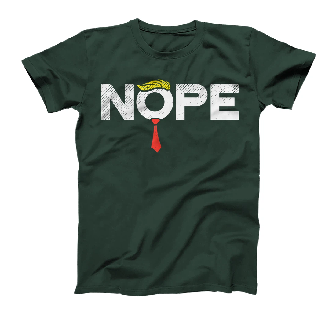 Nope Anti-Trump Red Tie Wig Stop Donald Trump Funny Impeach T-Shirt